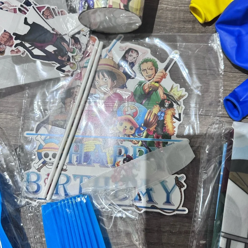 Anime Party Supplies Set with Plates, Cups, and Balloons